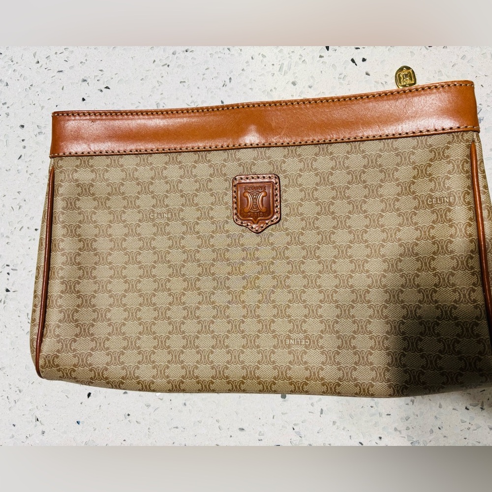 Celine Luxury Leather Triomphe Macadam Clutch Bag